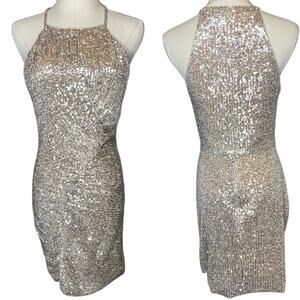 Parker Alina Sequin Mini Dress‎ Champagne Gold size 2